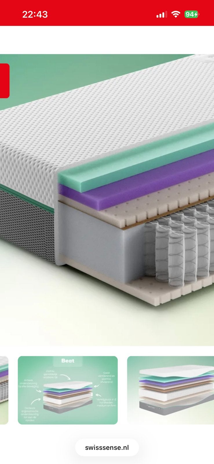 Matras van swiss sence 90/200 prijs 499 euro, Huis en Inrichting, Slaapkamer | Matrassen en Bedbodems, Ophalen, 90 cm, Eenpersoons