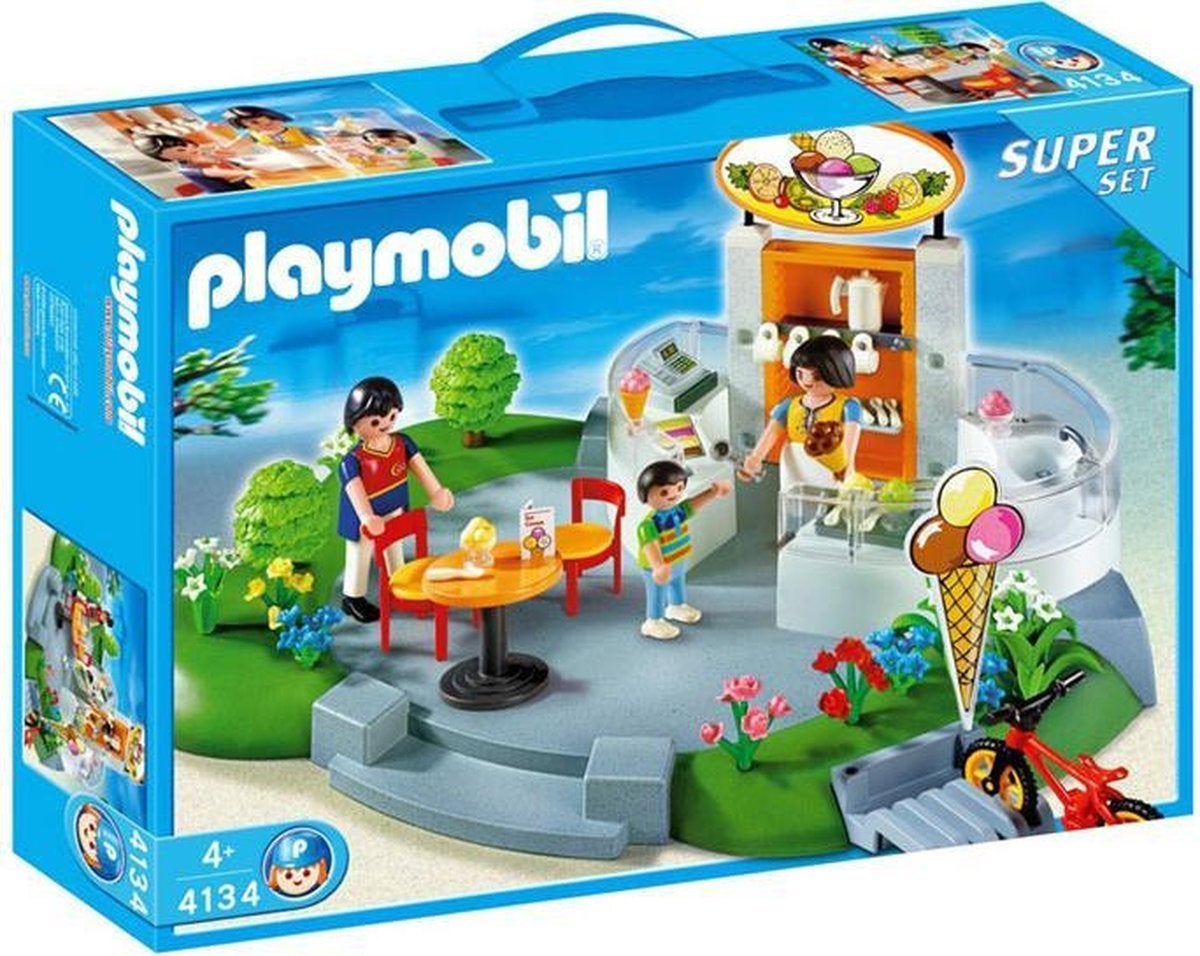 Playmobil 4134 IJssalon Super Set, Gebruikt, Gebouw, Complete set, Ophalen of Verzenden