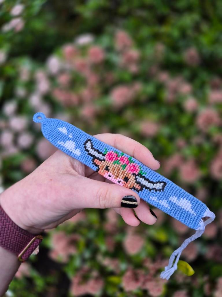 Handgemaakte Highland Koe Henk Armband - Vriendschapsbandje, Ophalen of Verzenden, Nieuw, Blauw, Overige materialen