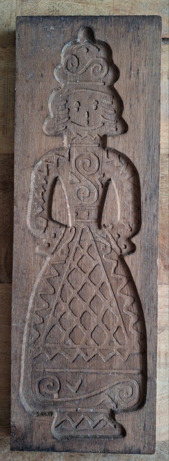 Brocante houten speculaasplank - Vrouwfiguur, Ophalen of Verzenden