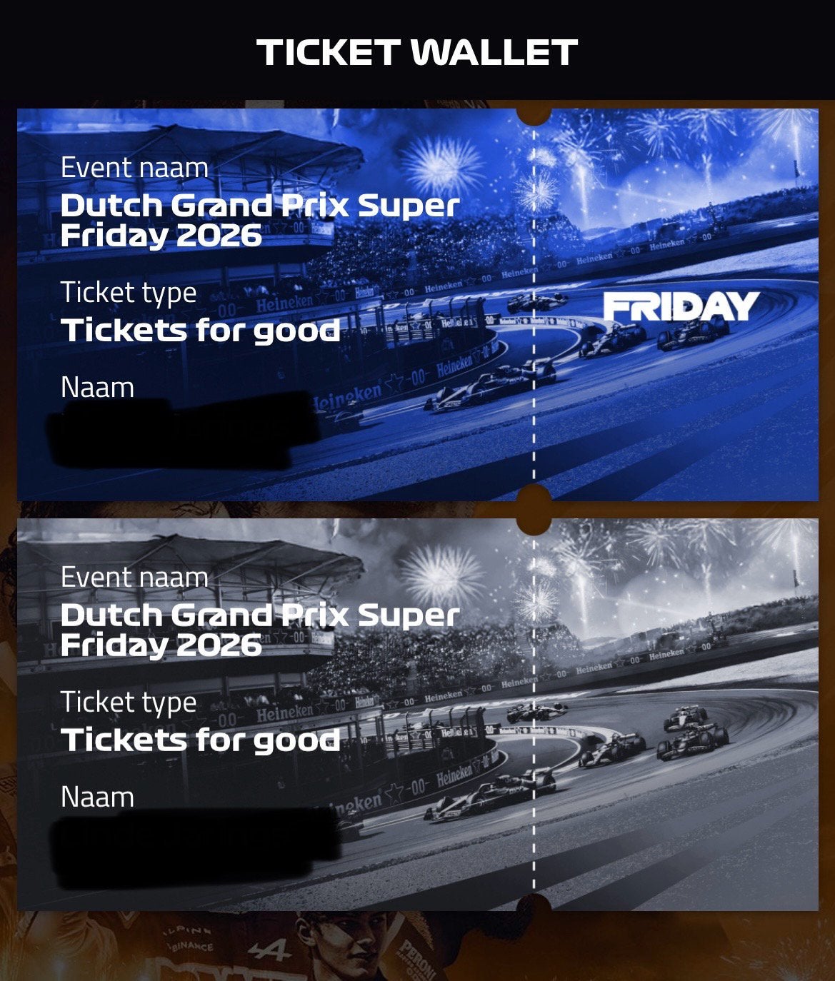 2x Vrijdag ticket formule 1 zandvoort grand prix, Twee personen