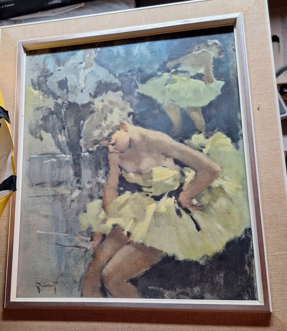 Schilderij kopie Piere Grisot "Sure detre Belle" met lijst, Ophalen, Doek, Portret of Personen, Realistisch