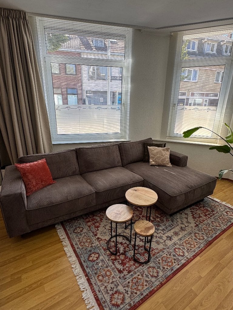 Hoekbank Sarno ribstof - Deep taupe kleur, Ophalen, Overige materialen, 250 tot 300 cm, Hoekbank
