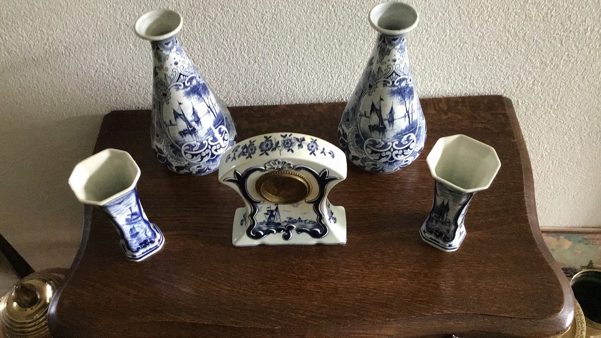 Delfts blauw kaststel  5 delig, Ophalen of Verzenden