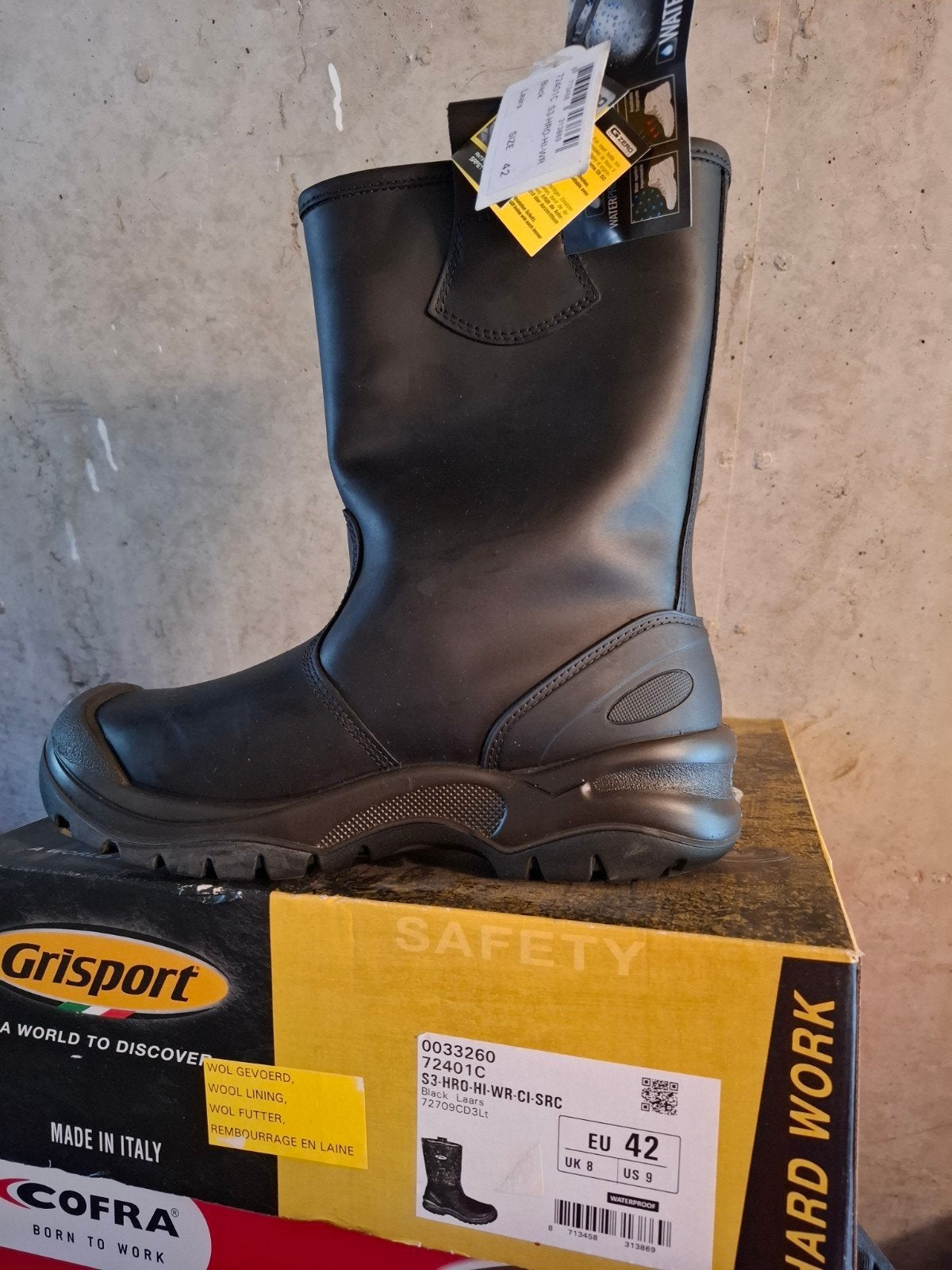 Nieuwe Grisport werklaarzen gevoerd maat 42, Ophalen of Verzenden, Nieuw, Zwart, Werkschoenen