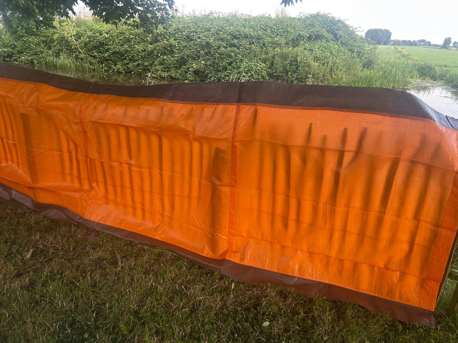 Windscherm retro vintage oranje scherm bruin 490 x 130 ️, Ophalen of Verzenden, Zo goed als nieuw