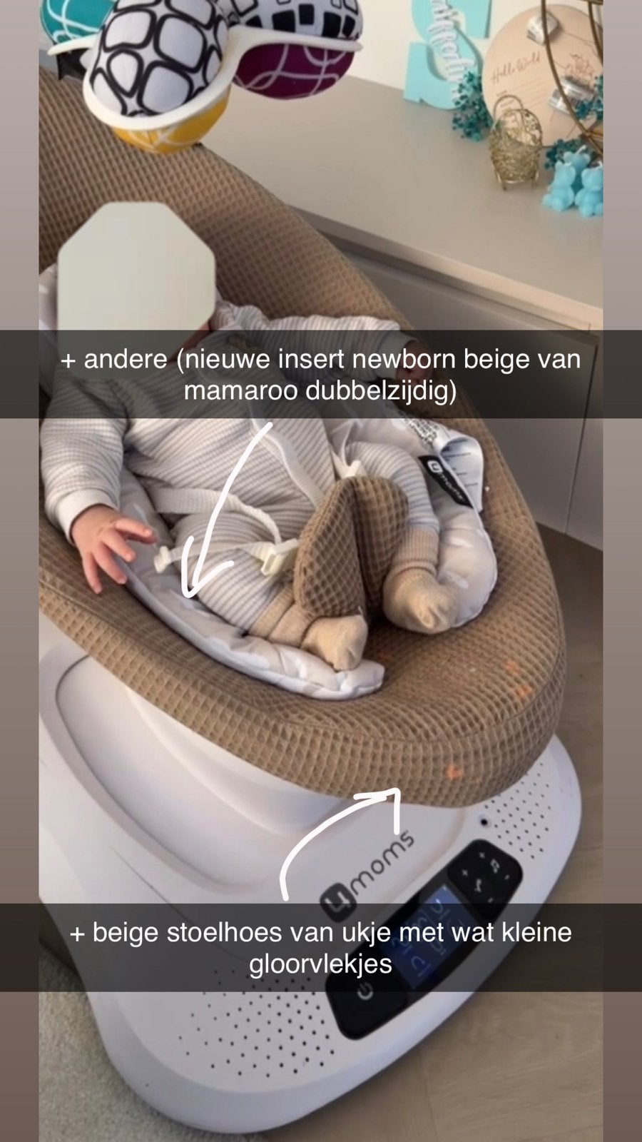 4moms MamaRoo 4.0 met 2 newborn inserts en extra hoes, Ophalen, Zo goed als nieuw