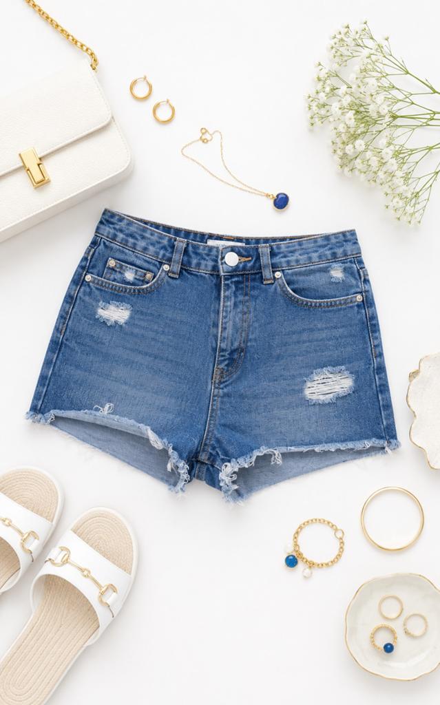 Donkerblauwe spijkerbroek shorts van Primark maat m, On-line, Zo goed als nieuw, On-line, W30 - W32 (confectie 38/40)
