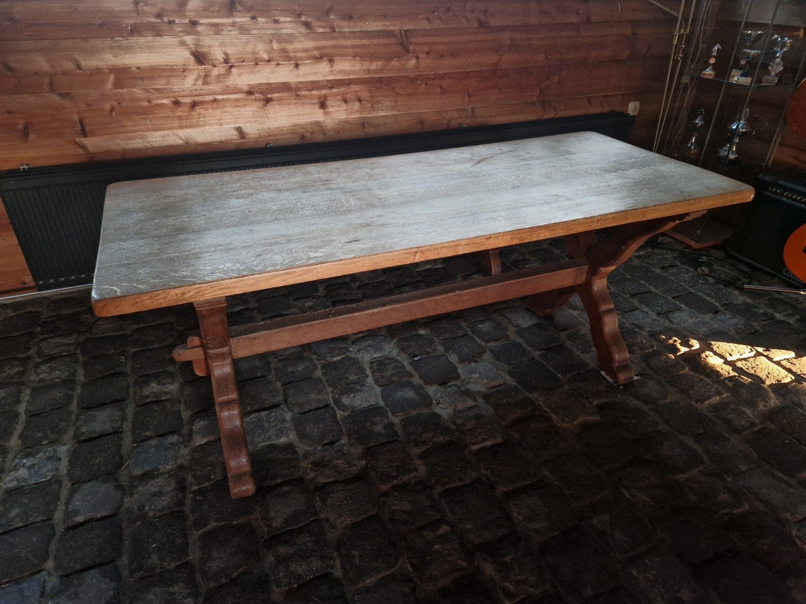 Eikenhouten eettafel kloostertafel eettafelbank, Ophalen