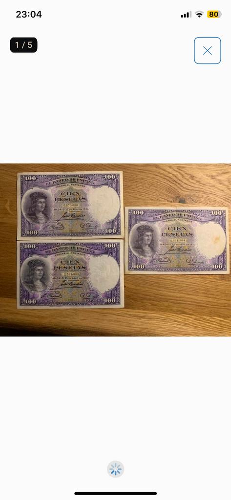 Spanje - 100 pesetas 1931 - set van 3, Postzegels en Munten, Bankbiljetten | Europa | Niet-Eurobiljetten, Ophalen of Verzenden