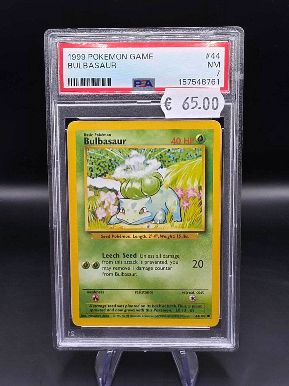 Bulbasaur #44 1999 Pokémon Game PSA 7 NM, Ophalen of Verzenden, Zo goed als nieuw, Losse kaart