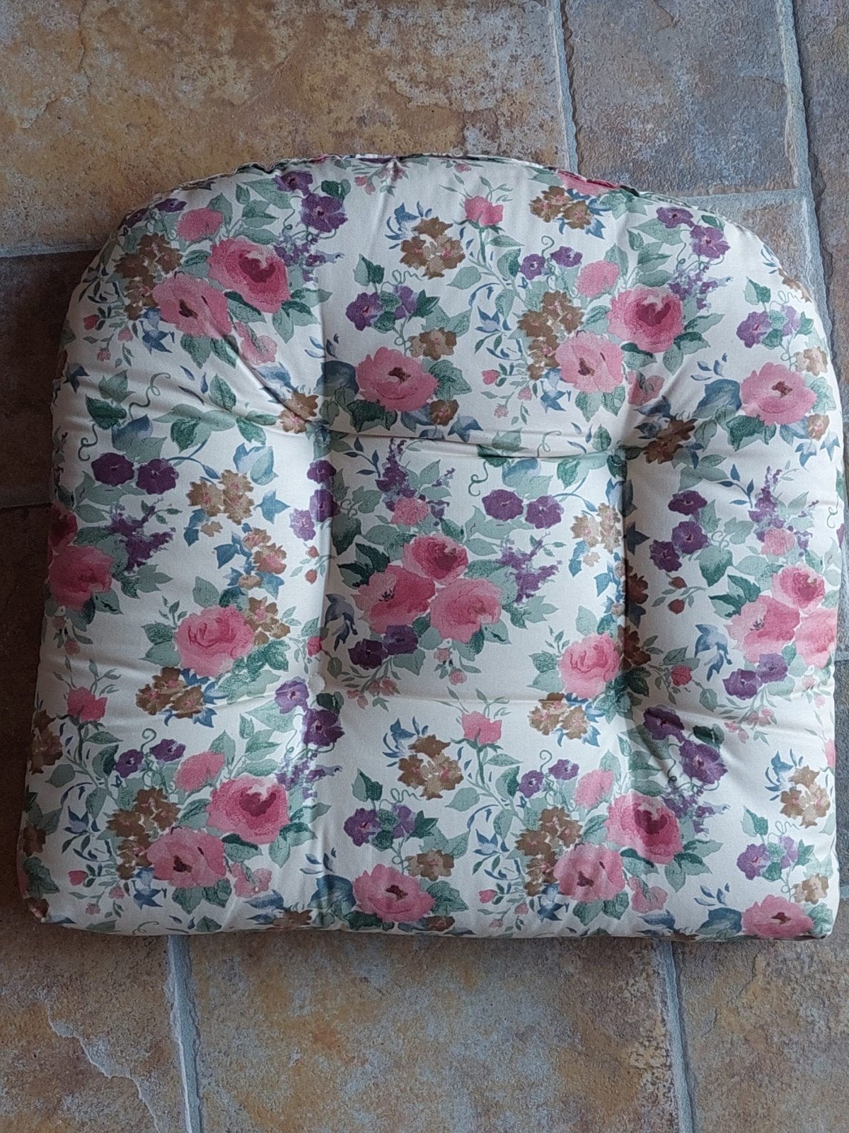 4x Gebloemde Tuinkussens - Roze/Paars/Groen, Overige merken, Gebruikt, Meerkleurig, Met print