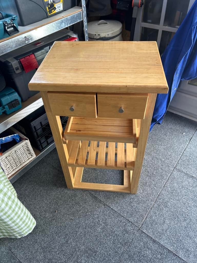 Houten Keukentrolley met Lades - 49x38x80 cm, Gebruikt, Hout, Keukentrolley, Ophalen of Verzenden