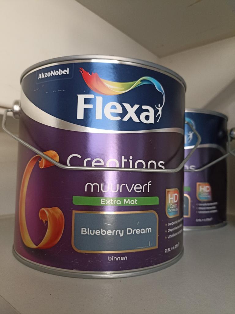 Flexa Creations Muurverf Extra Mat Blueberry Dream 2.5L, Ophalen, Nieuw