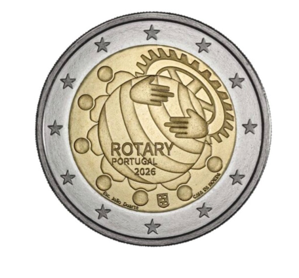 2 euro Portugal “100 jaar Rotary club’’ BU 2026, Verzenden, Portugal, 2 euro, Losse munt