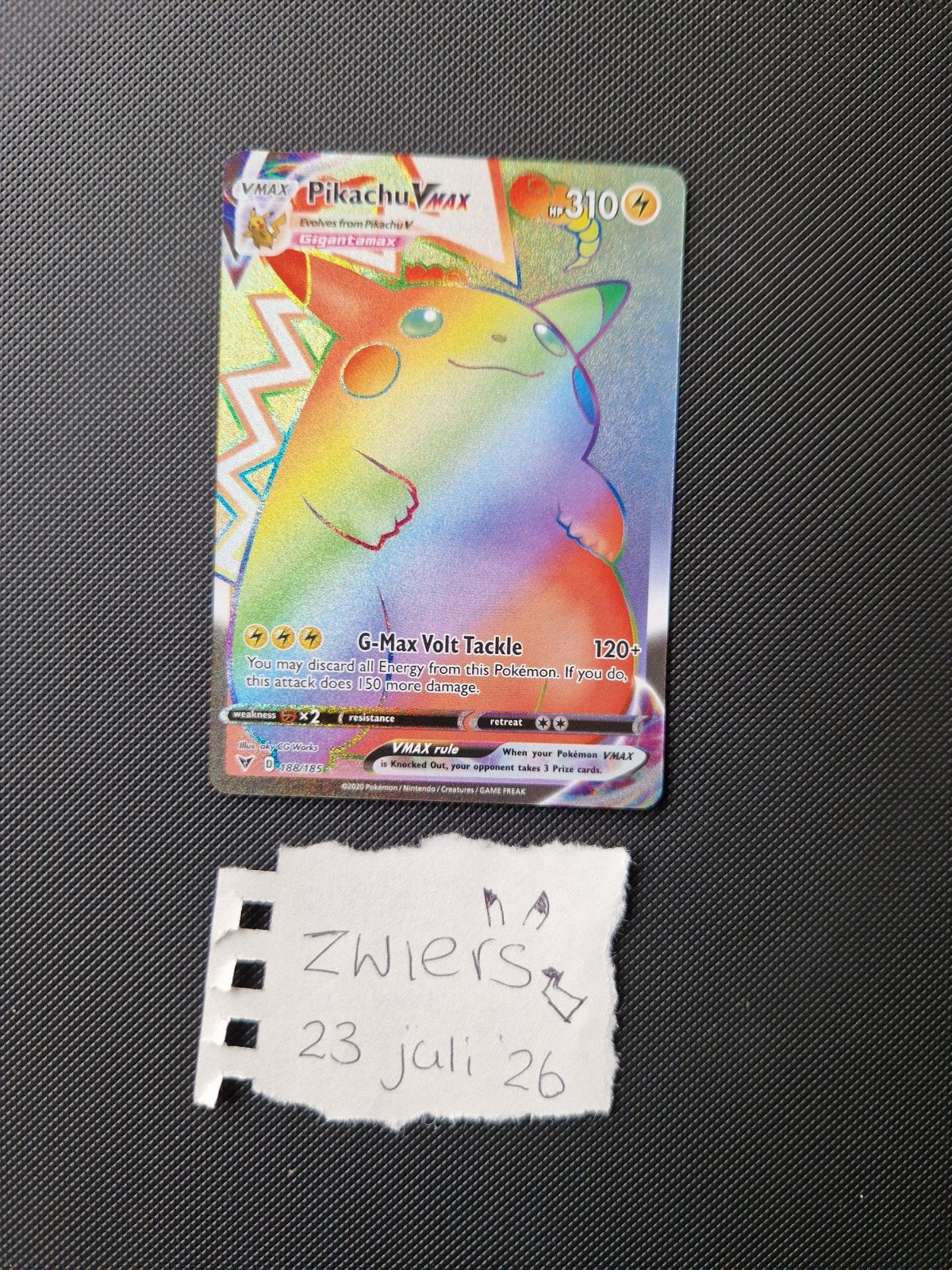 Pikachu Vmax Rainbow | Pokemon kaart | NM | Engels, Ophalen of Verzenden, Nieuw, Losse kaart, Foil