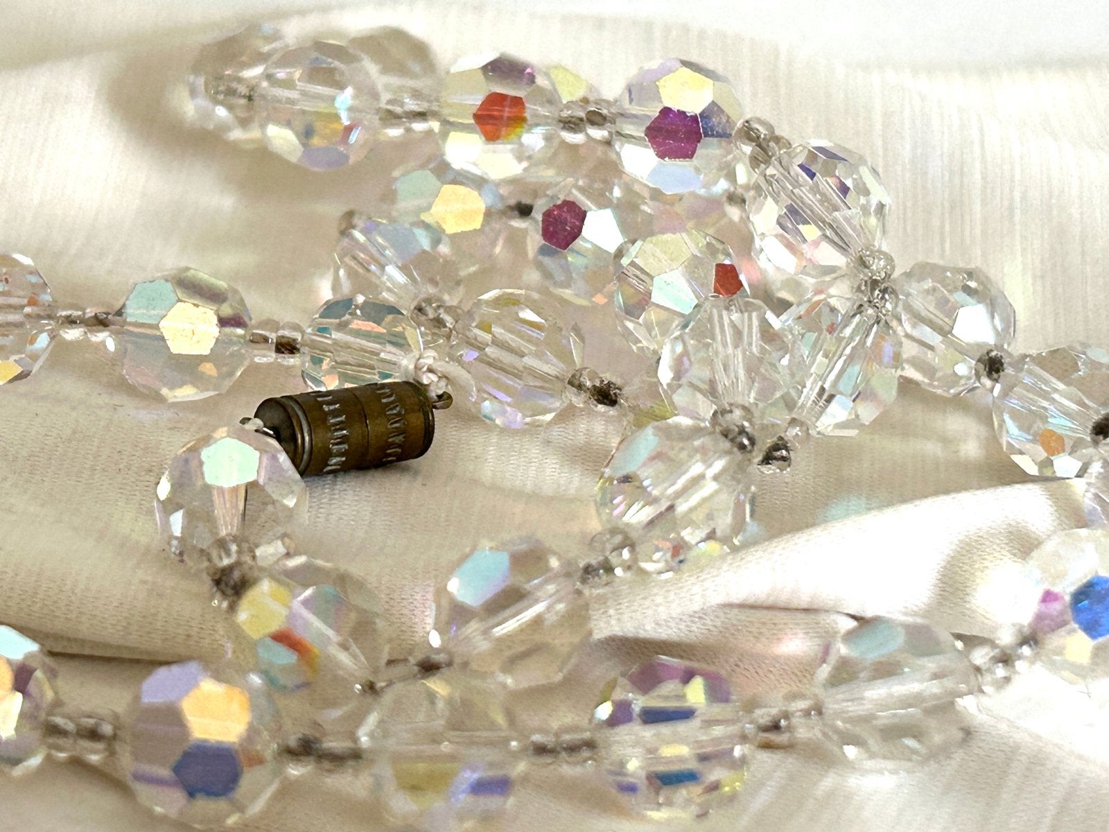 Vintage Aurora Borealis ketting gefacetteerde glazen kralen, Sieraden, Tassen en Uiterlijk, Ophalen, Overige materialen, Ketting