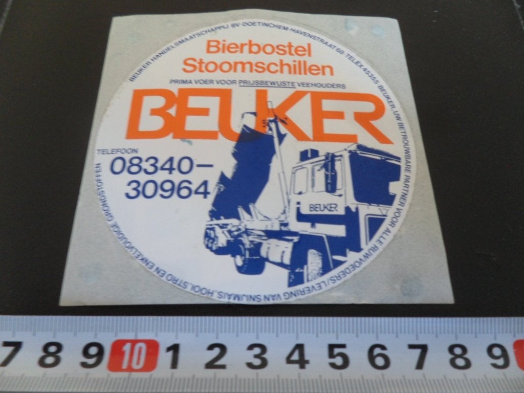 sticker BEUKER Bierbostel Stoomschillen Doetinchem, Verzamelen, Ophalen of Verzenden, Zo goed als nieuw