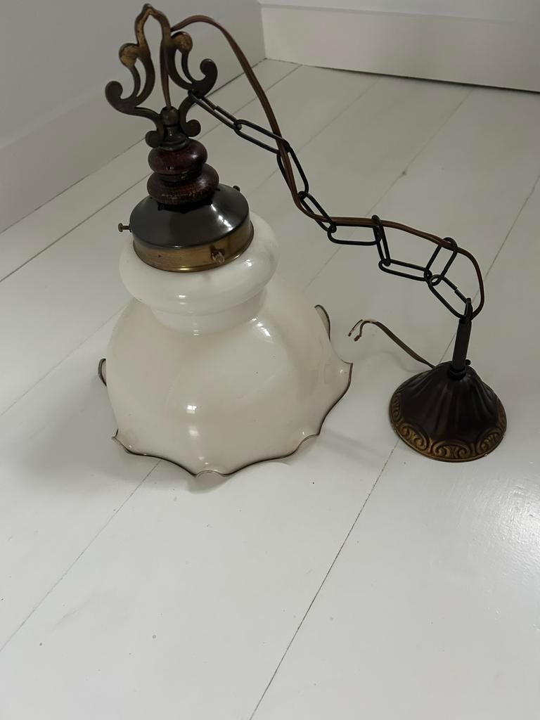 Set van 2 Klassieke Hanglampjes, Ophalen, Gebruikt, Glas, Minder dan 50 cm