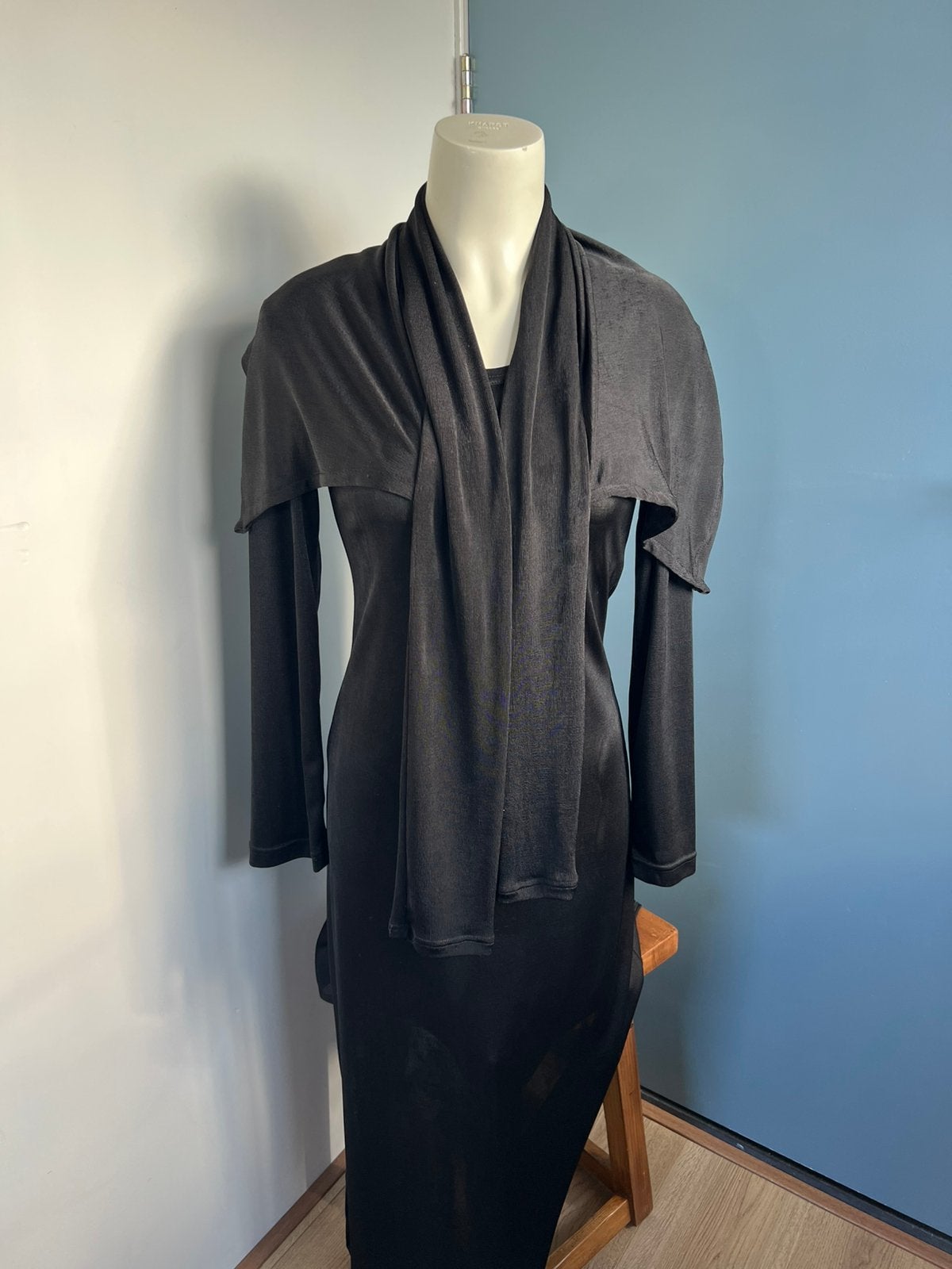 Intuition by cdfashion zwarte maxi lange jurk vintage 42, Zwart, Maat 42/44 (L), Ophalen of Verzenden, Zo goed als nieuw