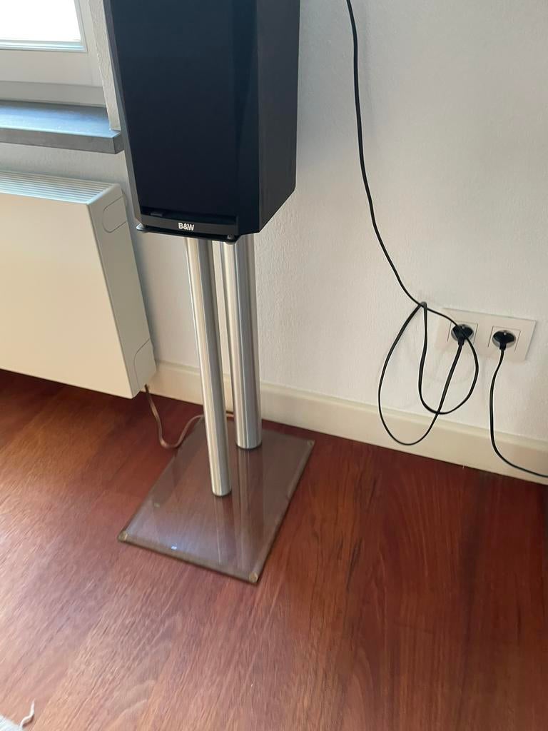 Speakerstandaards glas / RVS, Audio, Tv en Foto, Luidsprekers, Ophalen, Zo goed als nieuw, Overige typen, Overige merken