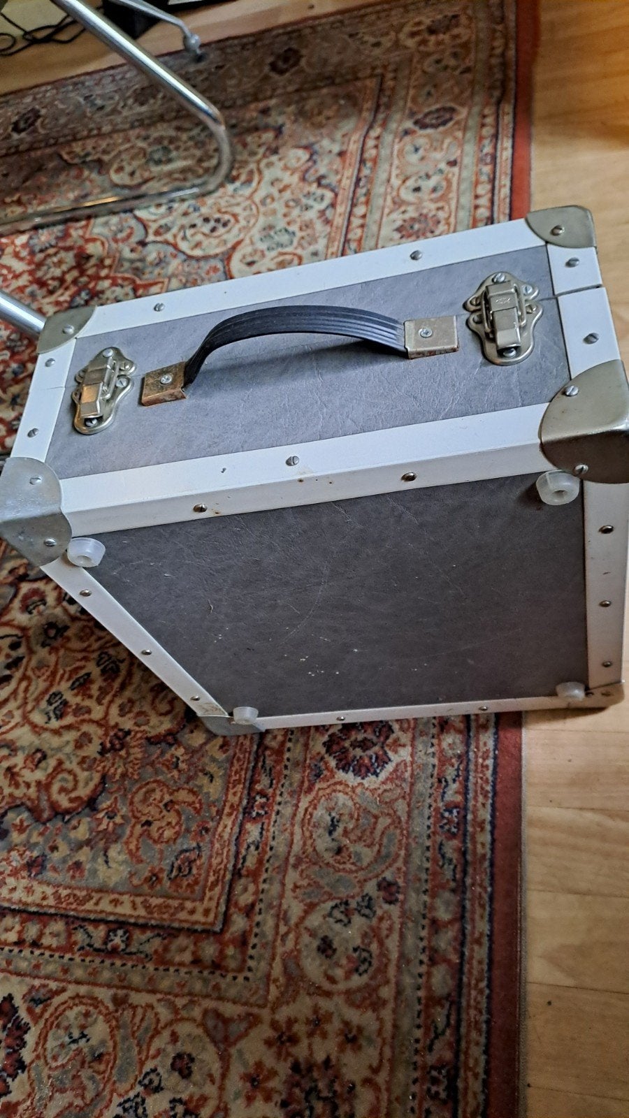 Vintage Cheney Platenkoffer - Grijs/Wit, Ophalen of Verzenden, Gebruikt, Flightcase