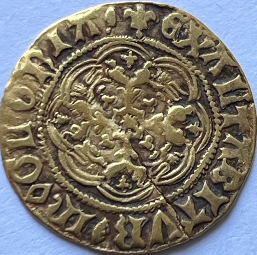 Engeland zeer zeldzame 1/4e gouden nobel Hendrik VI, Postzegels en Munten, Ophalen of Verzenden, Overige landen, Losse munt, Goud