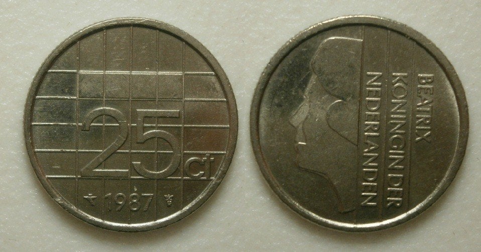 PD02613 Beatrix 25 cent 1987, Ophalen of Verzenden, Koningin Beatrix, 25 cent, Losse munt
