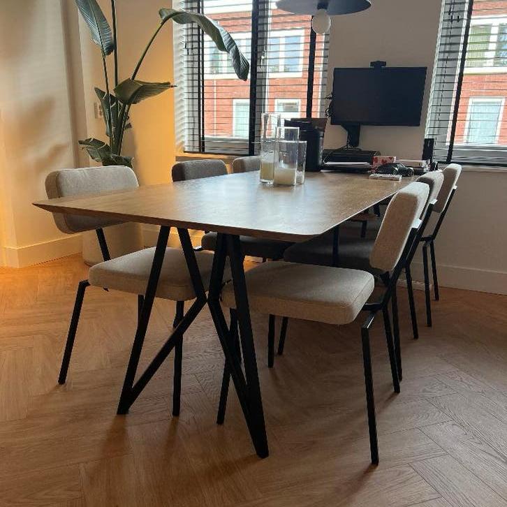 Studio HENK eethoek set + design hanglamp – nieuwstaat, Ophalen, Zo goed als nieuw, 4 tot 6 stoelen