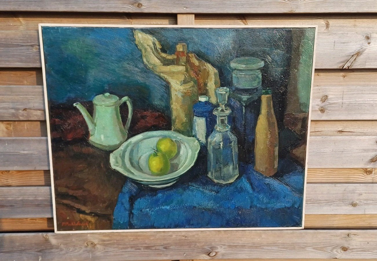 Olieverf stilleven van Piet Middelhoek, Ophalen of Verzenden