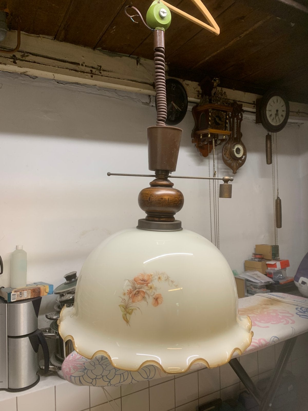 Nostalgische hanglamp met bloemmotief, Antiek en Kunst, Ophalen