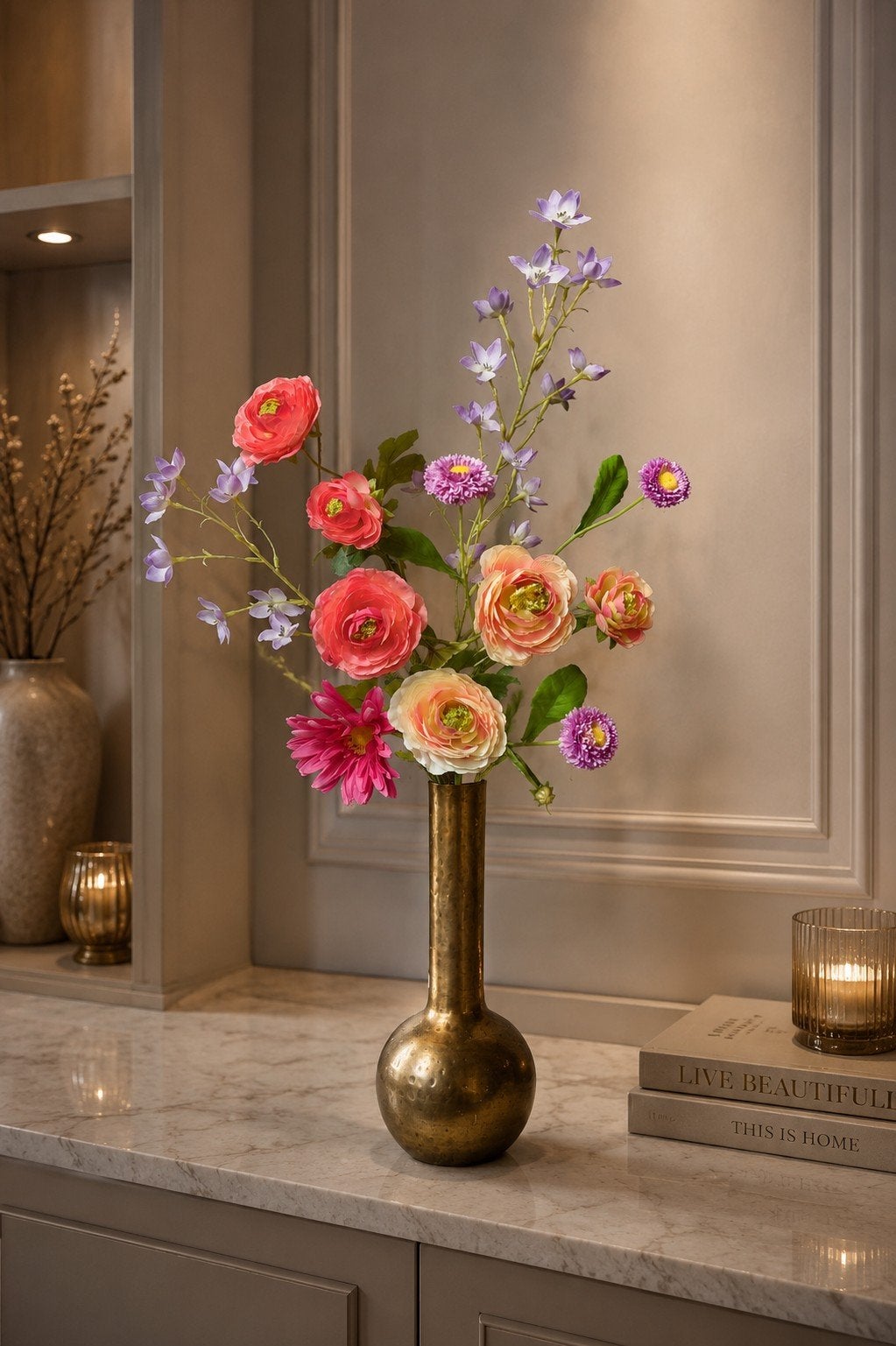 Luxe Zijden Kunstbloemen Boeket - Silk-Ka Realistisch, Ophalen of Verzenden
