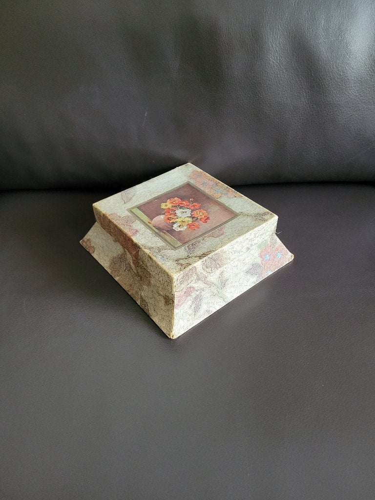 Antieke kartonnen juwelendoos Edward Sharpe met bloemen, Antiek en Kunst, Ophalen of Verzenden
