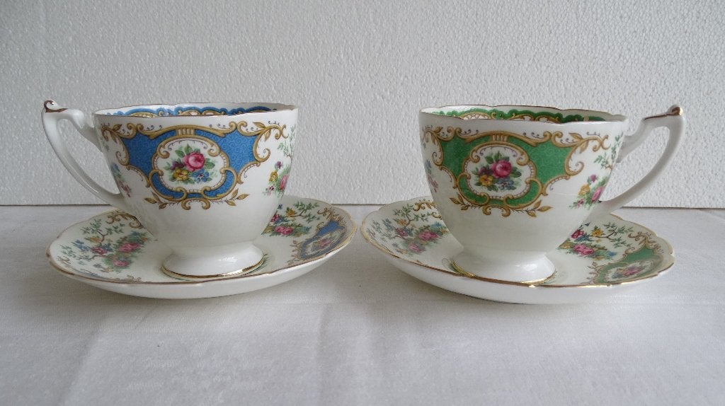 Coalport Bone China kop+schotel Broadway Bird of Paradise 2x, Ophalen of Verzenden