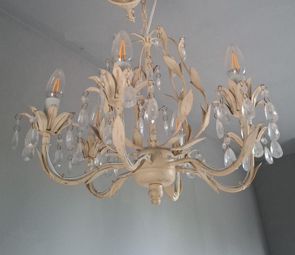 creme witte kroonluchter, Huis en Inrichting, Ophalen, Gebruikt, Metaal
