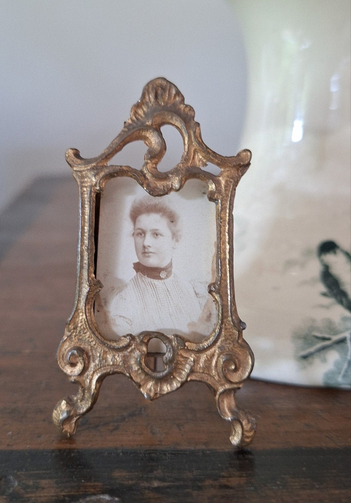 Antiek Jugendstil Miniatuur Fotolijstje, Ophalen of Verzenden