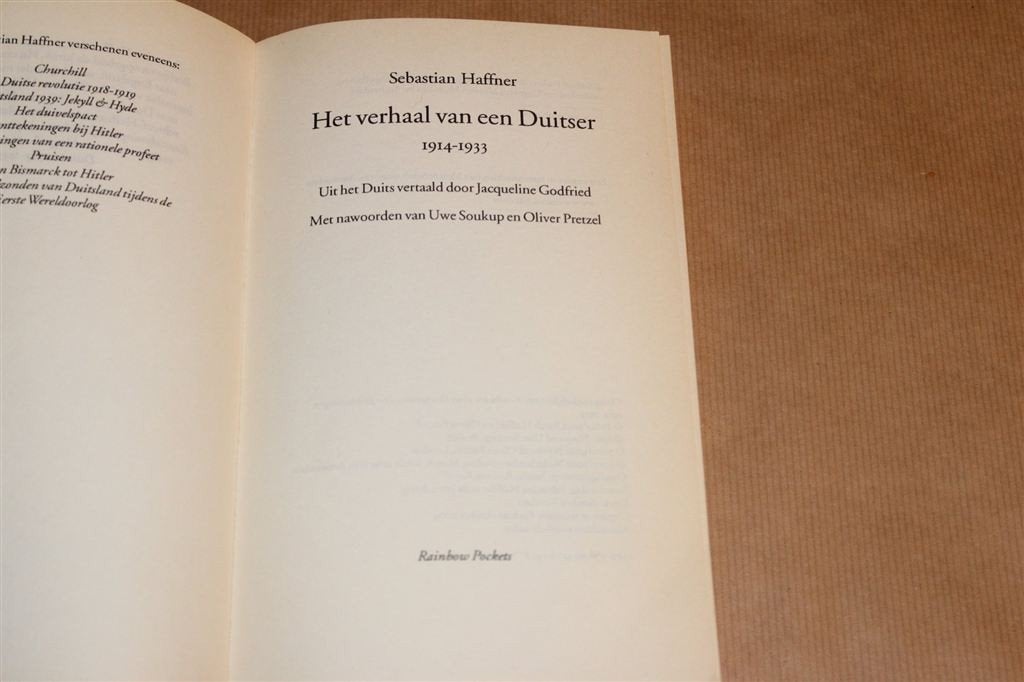 Het Verhaal van een Duitser, 1914-1933 — Sebastian Haffner, Ophalen of Verzenden, Gelezen, Europa