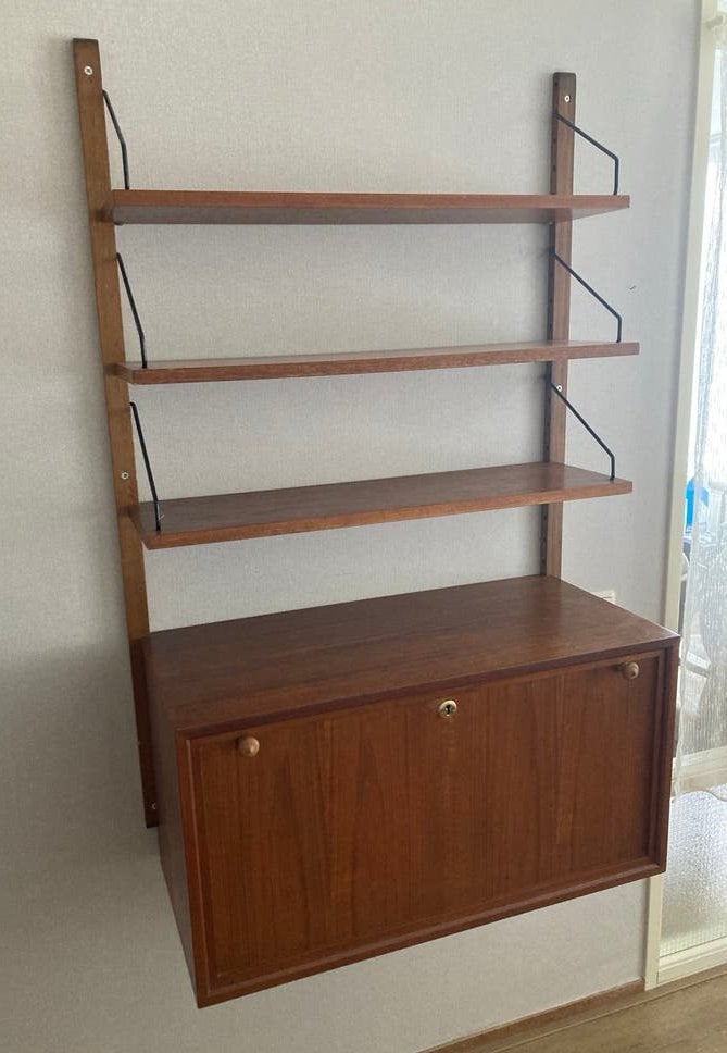 Vintage Wandsysteem Poul Cadovius (wandmeubel / wandrek), Huis en Inrichting, Kasten | Wandmeubels, Ophalen, Gebruikt, Teakhout