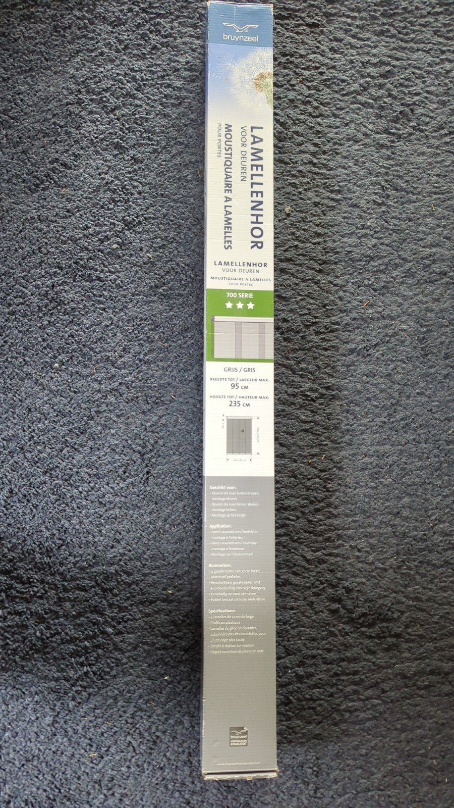 Bruynzeel Lamellenhor Grijs - Max 95x235 cm, Doe-het-zelf en Verbouw, Deuren en Horren, Ophalen of Verzenden