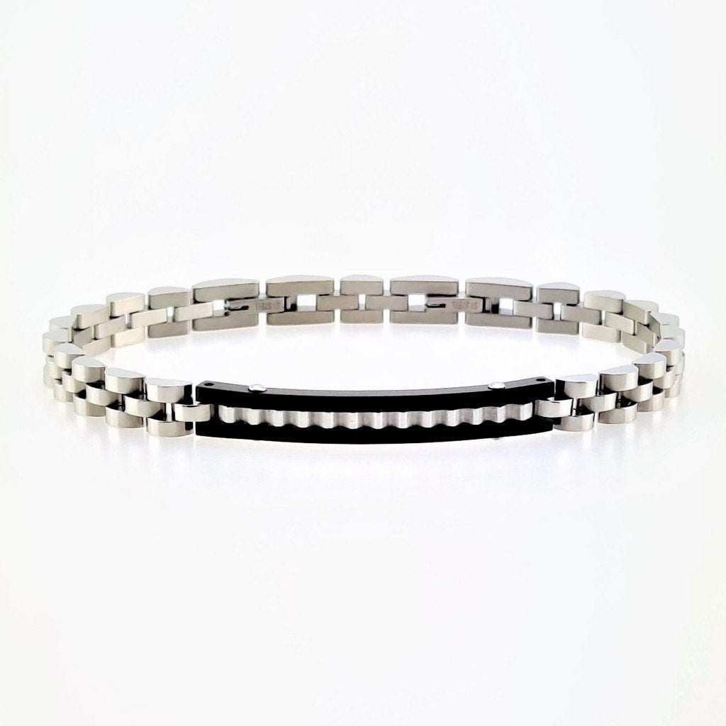 Klassieke Stijl Zwart/Zilveren Roestvrijstalen Armband, Staal, Birgitta-Gracht 33, 6465 EL Kerkrade, Nederland, Verzenden, Nieuw