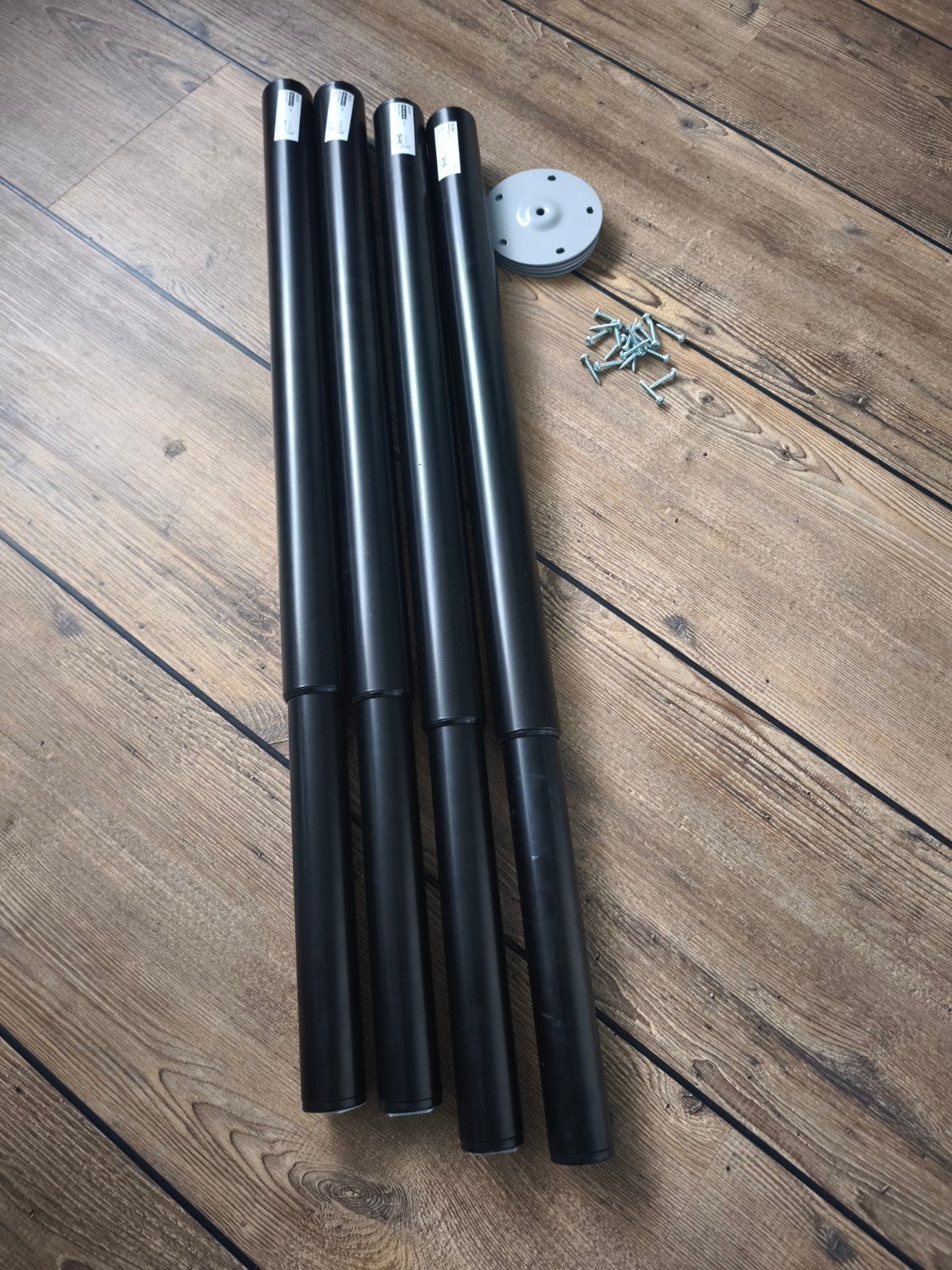 IKEA OLOV Verstelbare Tafelpoot Zwart (4 stuks), Huis en Inrichting, Tafelonderdelen, Ophalen, Tafelpoot, Minder dan 50 cm, Gebruikt