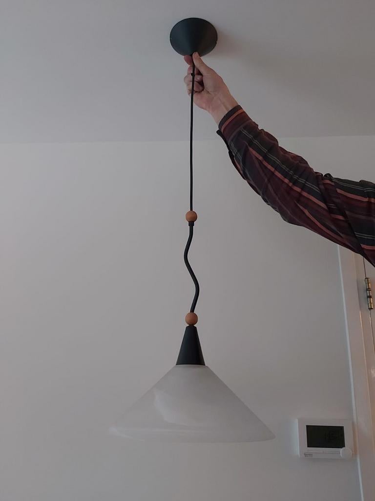 2 hanglampen glas met metaal plafondlampen goed als nieuw, Ophalen of Verzenden, Zo goed als nieuw, Glas