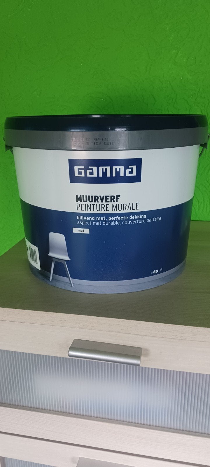 MUUR VERF LICHT GROEN 10 LITER +5 LITER EMMER GAMMA, Doe-het-zelf en Verbouw, Ophalen of Verzenden, 10 tot 15 liter, Groen, Verf