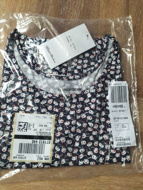 Peter Hahn Shirt - Donkerblauw met bloemenprint, Blauw, Maat 42/44 (L), Nieuw, Ophalen of Verzenden