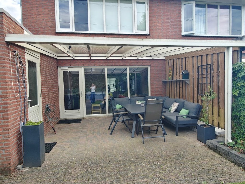 Overkapping Aluminium crème wit  410 cm x 472,5, Tuin en Terras, Ophalen, Gebruikt, Veranda
