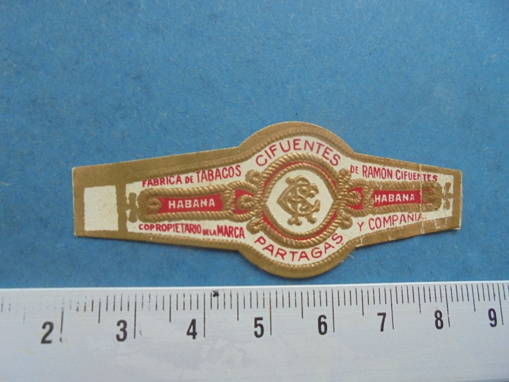 Oude sigarenband CIFUENTES PARTAGAS Habana, Ophalen of Verzenden, Zo goed als nieuw, Sigarenbandjes