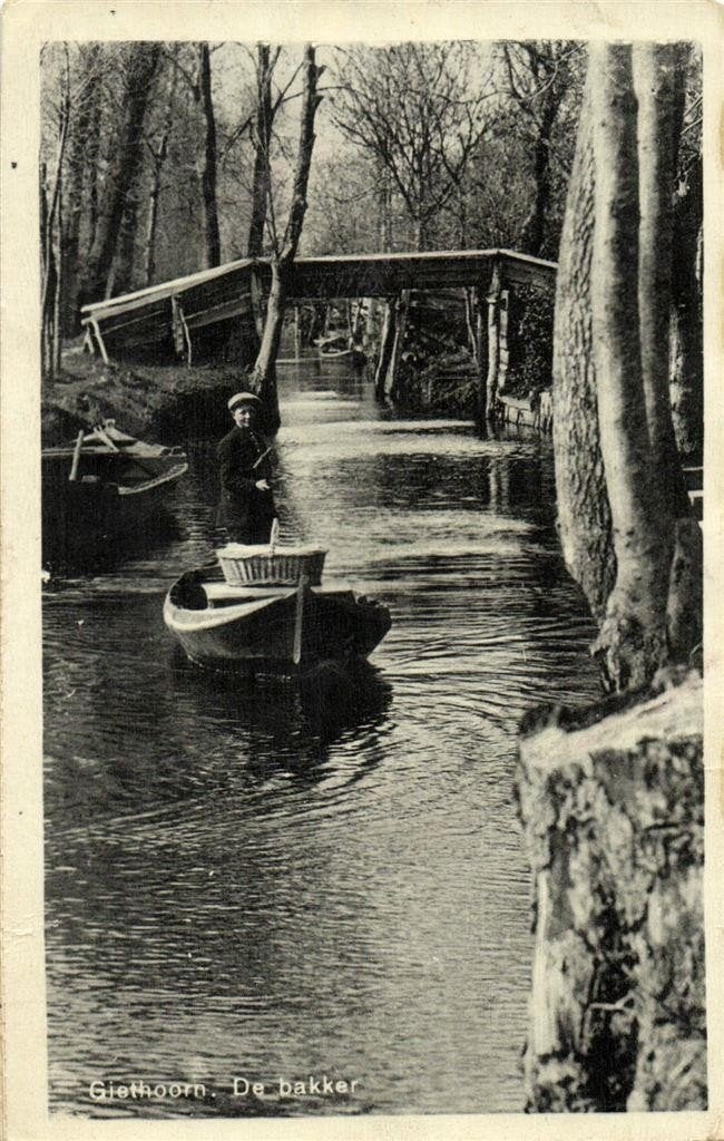 Giethoorn. De bakker - 193? gelopen, Ophalen of Verzenden, 1920 tot 1940, Gelopen, Overijssel