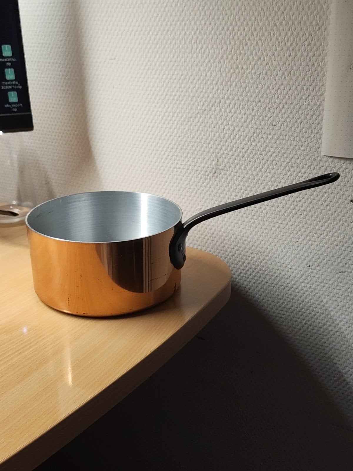 Koperen sauteuse 16cm, Tournus France, goede vertinning, Huis en Inrichting, Ophalen, Sauteerpan, Overige merken, Koper