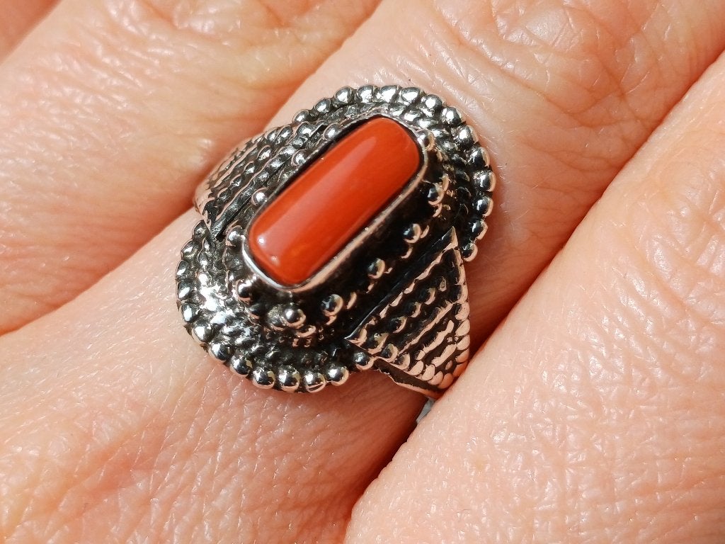 Vanoli 925 zilveren ring met bloedkoraal maat 17,5, Daiva1973@hotmail.com, Vanoli, Amsterdam, Nieuw