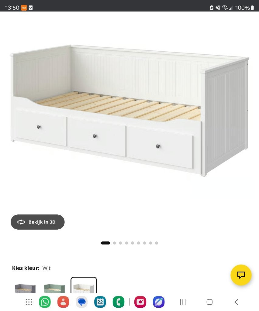 Te koop 2x ikea hemnes bedbank, Huis en Inrichting, Slaapkamer | Bedden, Ophalen, Gebruikt, Eenpersoons, Wit